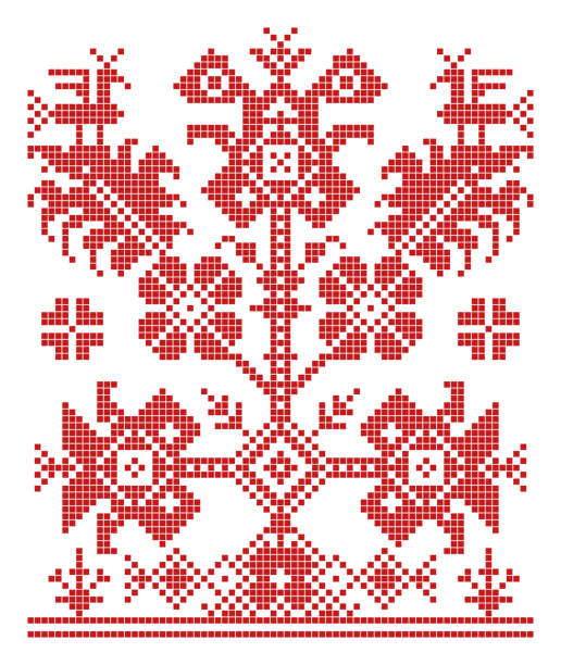istock World Tree, slavic embroidery ornament, pattern and symbol of a colossal tree 2012100010