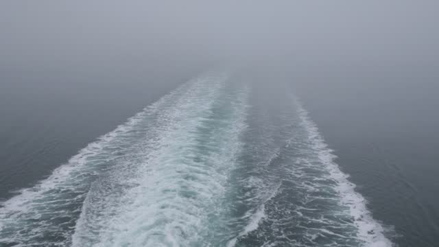 Wake behind a BC Ferries vessel in the Pacific Ocean