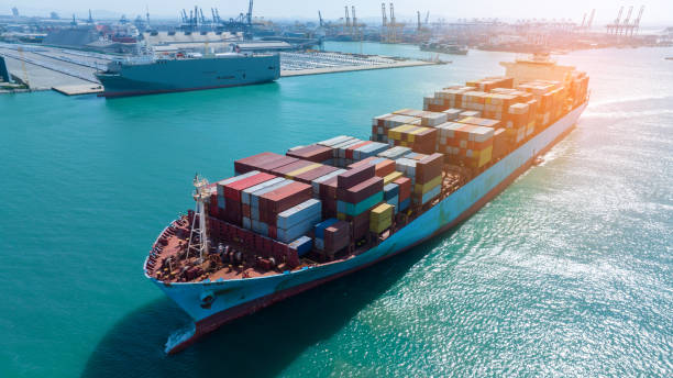 istock front view Cargo Container ship in the ocean ship carrying container and running for import export concept technology freight shipping by ship 2012112888