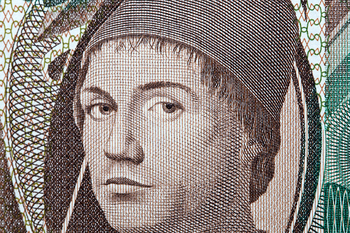 Antonello da Messina a closeup portrait from Italian money - Lire
