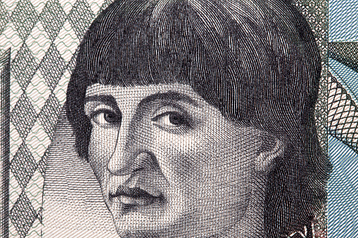 Niccolo Machiavelli a closeup portrait from Italian money - lire