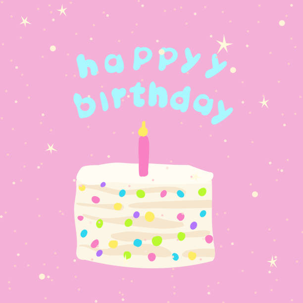 istock Celebratory cake with cream and candle for 1 year birthday for card, invitation and banner. Festive delicacies and sweets. Vector 2012147295