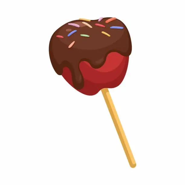 Vector illustration of Chocolate Apple Candy Cartoon Illustration Vector
