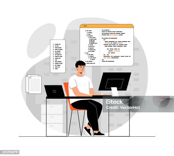 Backend Development Of Software And Programming Concept Man Web ...