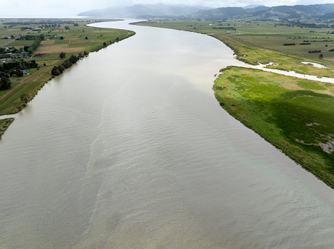 Aerial view river in Waikato, New Zealand