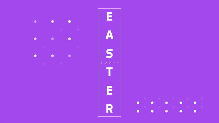 Easter-themed purple background with cross-shaped dots and white lettering