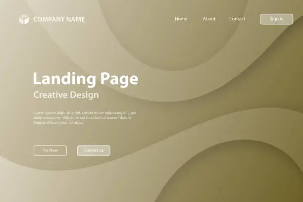 Vector illustration of Landing page Template - Fluid abstract design with Brown gradient - Trendy background