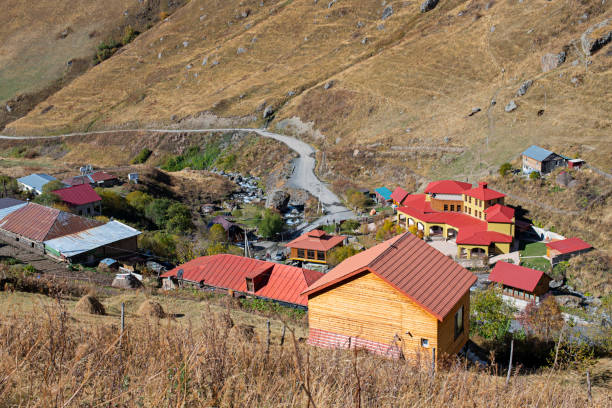 The snowy mountains of Kabal, Georgia are beautifully landscaped.