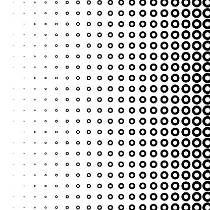 Circles in grid pattern, horizontal size gradient fading to the right
