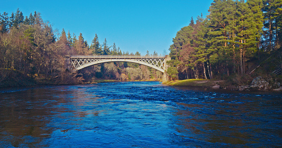 The old bridge over the river Dee at Invercauld near Braemar in the highlands of Scotland