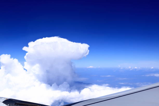 Mount Elbrus, Caucasus. View from the window of an airplane