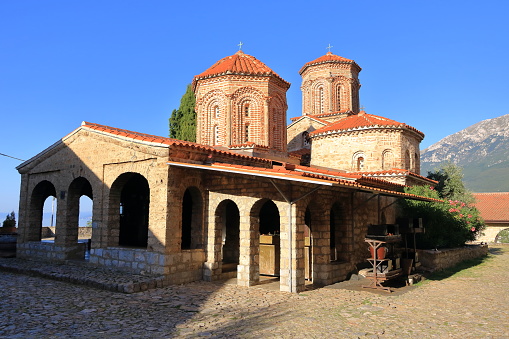 the Holy historic church Sveti Naum Saint Naum on the coast of lake Ohrid, North Macedonia