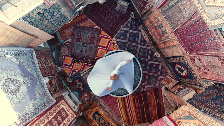 Aerial view of Sufi Whirling Dervish, Turkey