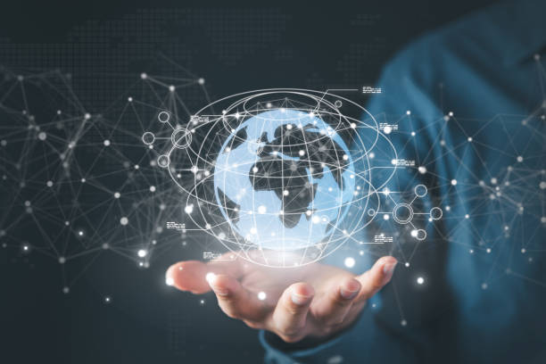 istock Digital information technology concept. Businessman holding information technology icons hologram. 2012370513