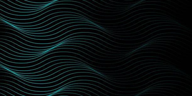 illustrations, cliparts, dessins animés et icônes de vector wavy lines form a smooth curve, smooth dynamic blue gradient light isolated on black background for the concept of technology, digital technology, communication, science, music. - 2321