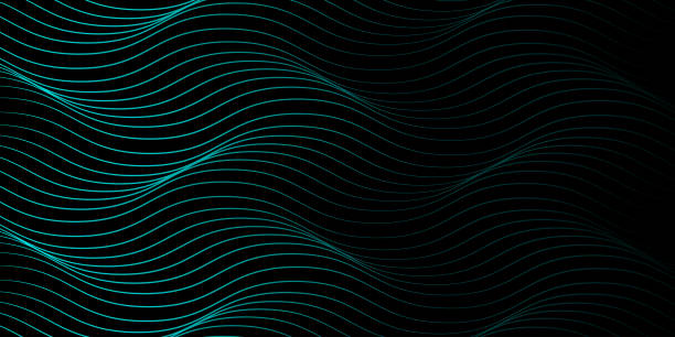 vector wavy lines form a smooth curve, smooth dynamic blue gradient light isolated on black background for the concept of technology, digital technology, communication, science, music. - 2321 stock illustrations