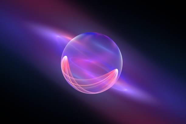 istock Abstract futuristic composition in blue purple tones on a black background 2012387137