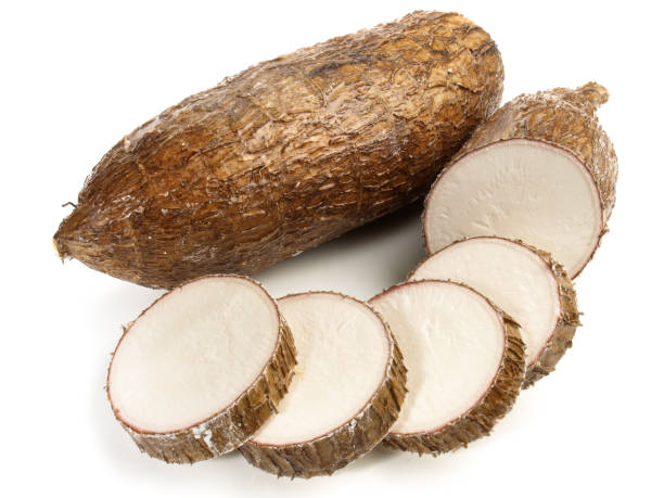 istock Cassava Root with Slices on white Background - Isolated 2012387569