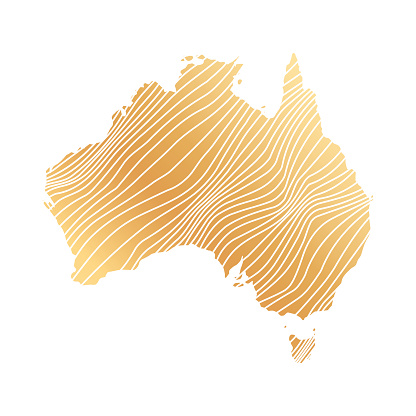 Abstract Colored Australia Map Abstract Map Of Australia Vector Illustration Of Striped Gold Colored ...