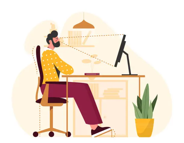 Vector illustration of Correct sitting posture vector concept
