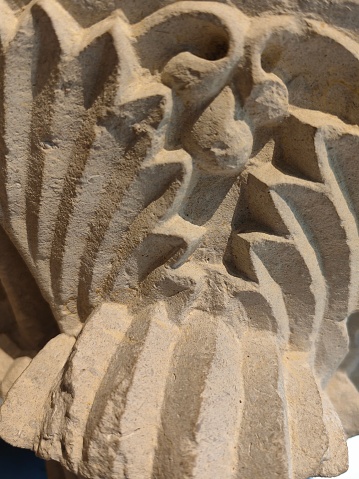 Detail of a column in an archeological site of an old city building.