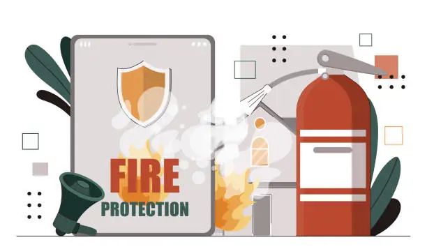 Vector illustration of Fire alarm online vector