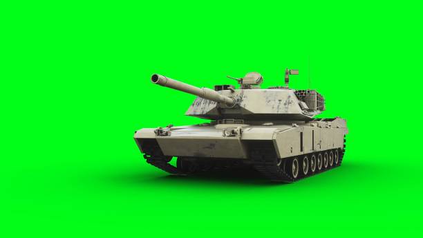 istock American battle tank. Green screen. 3d rendering. 2012442572