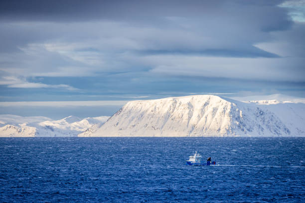 Strong winter winds over the Norwegian sea.Hammerfest - Norway.