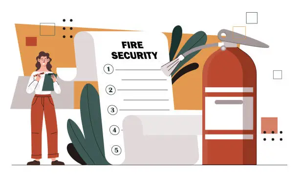 Vector illustration of Fire security woman vector