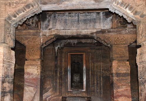 Architecture and sculpture in Badami caves, North Karnataka, India