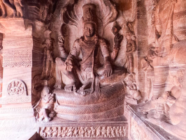 istock Sculpture and architecture in Badami caves 2012541406