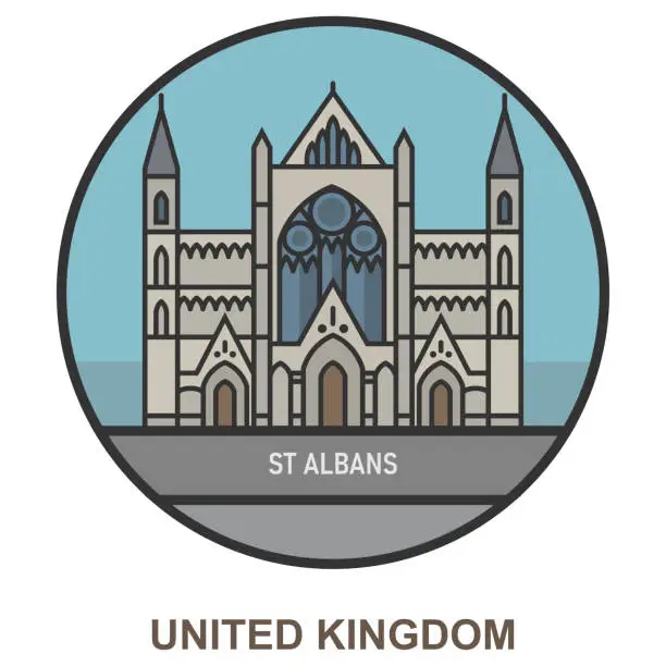 Vector illustration of St Albans. Cities and towns in United Kingdom