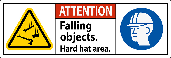 Attention Sign, Falling Objects Hard Hat Area