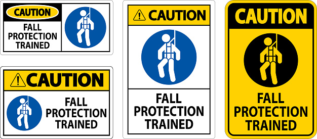 Hard Hat Decals Caution Fall Protection Trained Stock Illustration ...