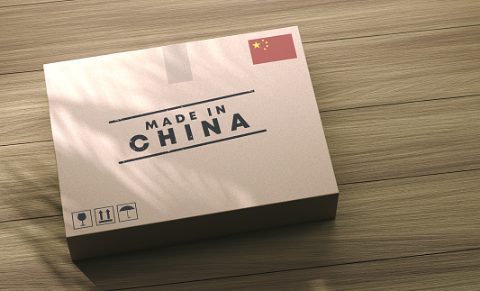 The box sitting on the table says Made In China