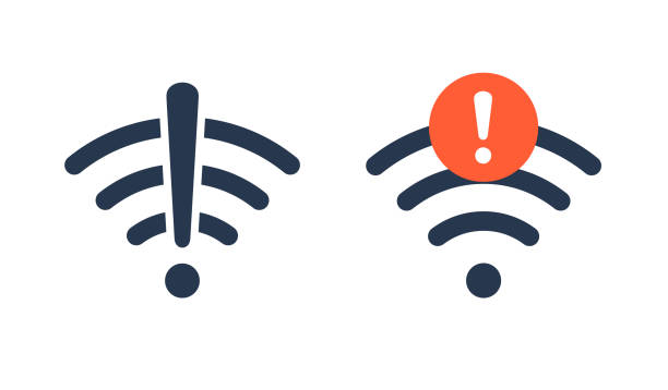 Wifi bad connection problem icon. Lost network wifi error internet vector warning concept. Wifi signal wave phone symbol. Wifi bad connection problem icon. Lost network wifi error internet vector warning concept. Wifi signal wave phone symbol phone screen low battery stock illustrations