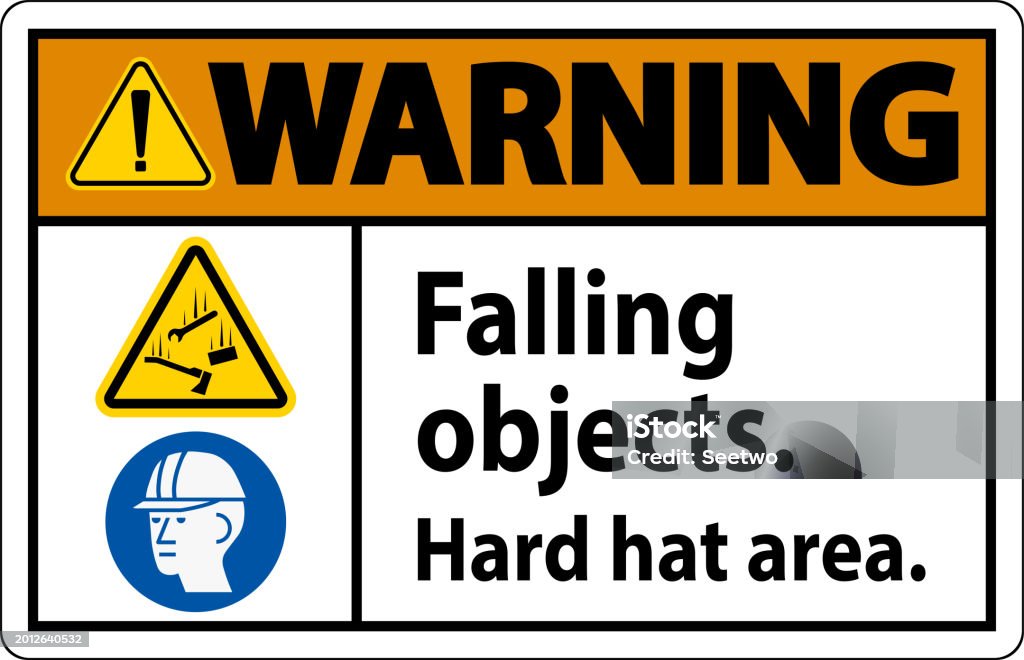 Ilustración de Warning Sign Falling Objects Hard Hat Area y más ...