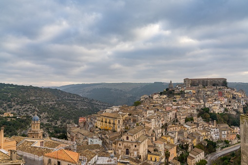 Ragusa, Italy - 27 December, 2023: view of the historic Old Town of Ibla Ragusa in southeastern Sicily