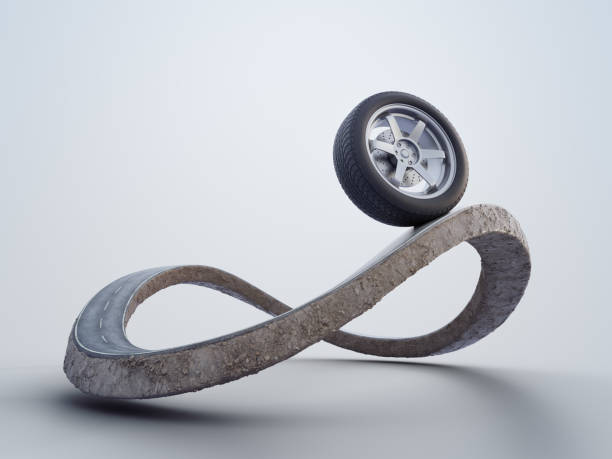 3D rendering of infinity symbol road in adventure route concept.