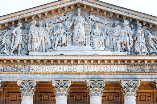 Paris : facade of the French National Assembly (Palais Bourbon). Paris in France