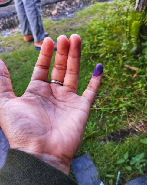 istock Purple ink on finger after presidential election 2012707345