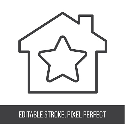 Favorite Real Estate Icon - Starry House Icon, Editable Stroke, Pixel Perfect