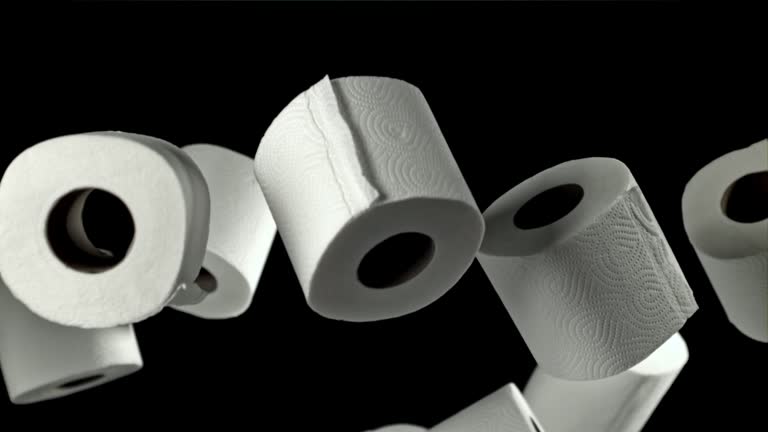 Toilet paper flies up and falls down. Filmed on a high-speed camera at 1000 fps.