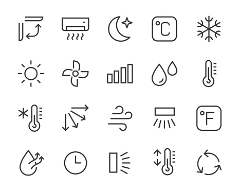 Air Conditioning thin line icons set. air conditioning symbols. Air conditioner icon. Vector illustration
