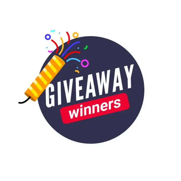 Vector illustration of Giveaway winner gift contest banner text vector post template. Give away win concept competition reward design.