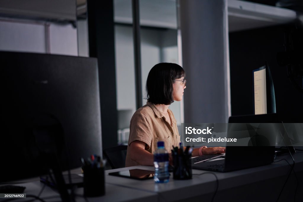 Professional It Worker Working Late Coding And Machine Learning Working ...
