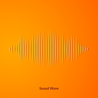 Paper cut sound waveform sign with shadow. All font licenses are checked.
