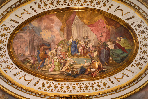 Lanciano, Italy - July 21, 2023: Interior of Madonna del Ponte, cathedral of Lanciano, Chieti province, Abruzzo, Italy