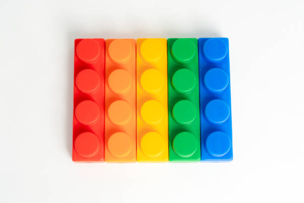 colorful block jigsaw on white background