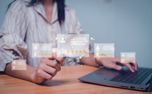 istock Organization chart with hierarchy structure of teams and employees in company,Online recruitment application specialist search service concept with virtual cards with rating and profile information. 2012787204